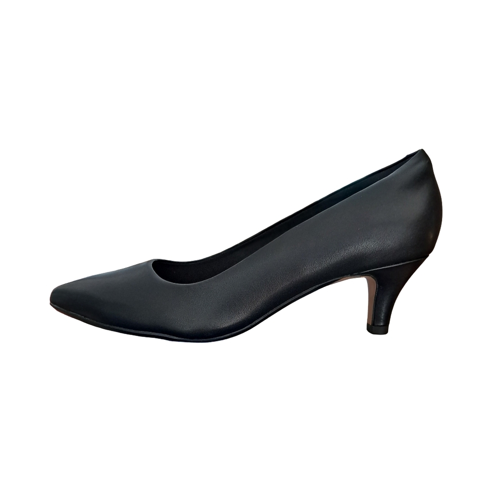 Clarks Women's Linvale Jerica Leather Black Pumps  8.5W Wide Width New